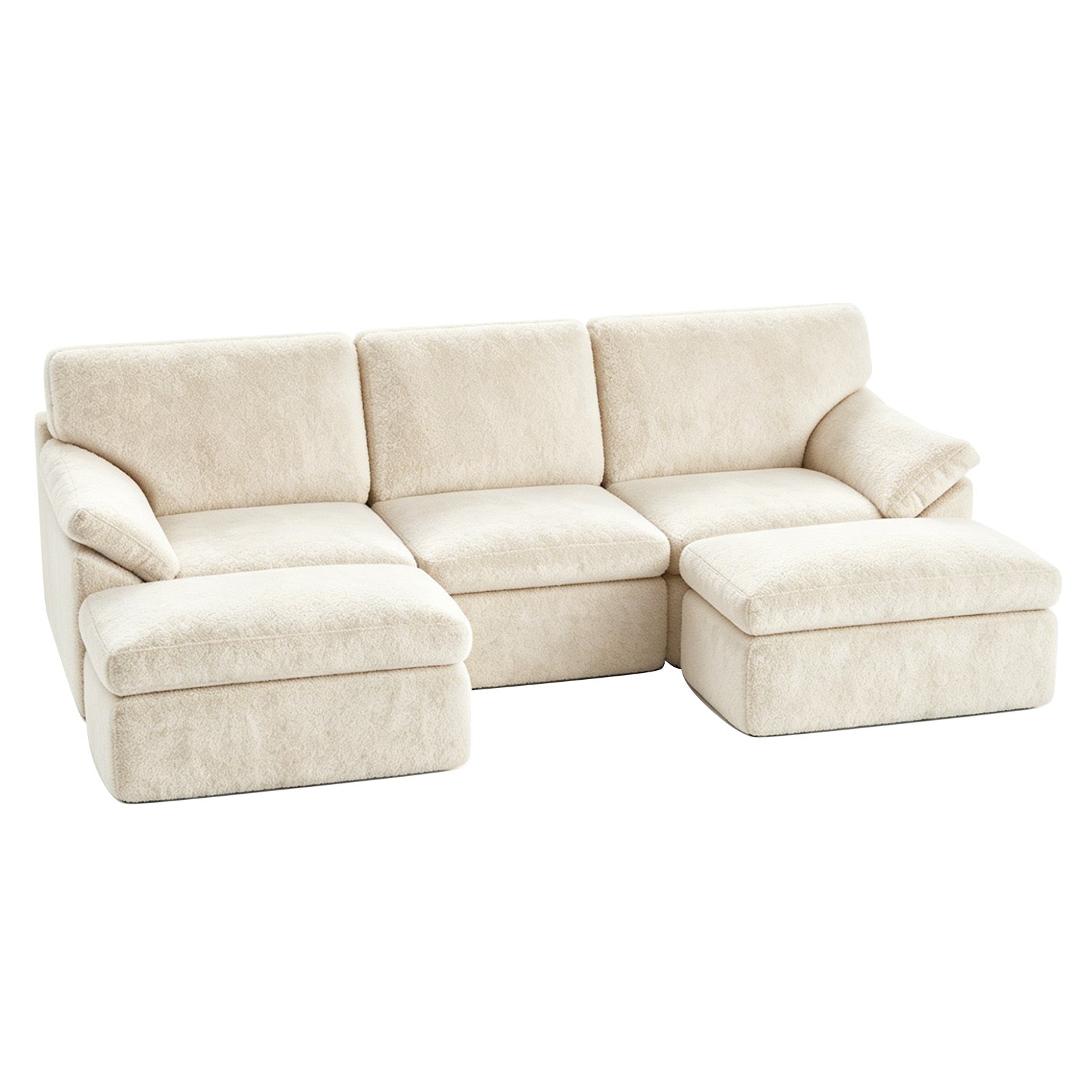 5 Seats U-shaped Sectional Sofa Boneless Couch Cloud Comfy Modular Sofa, Free Combination