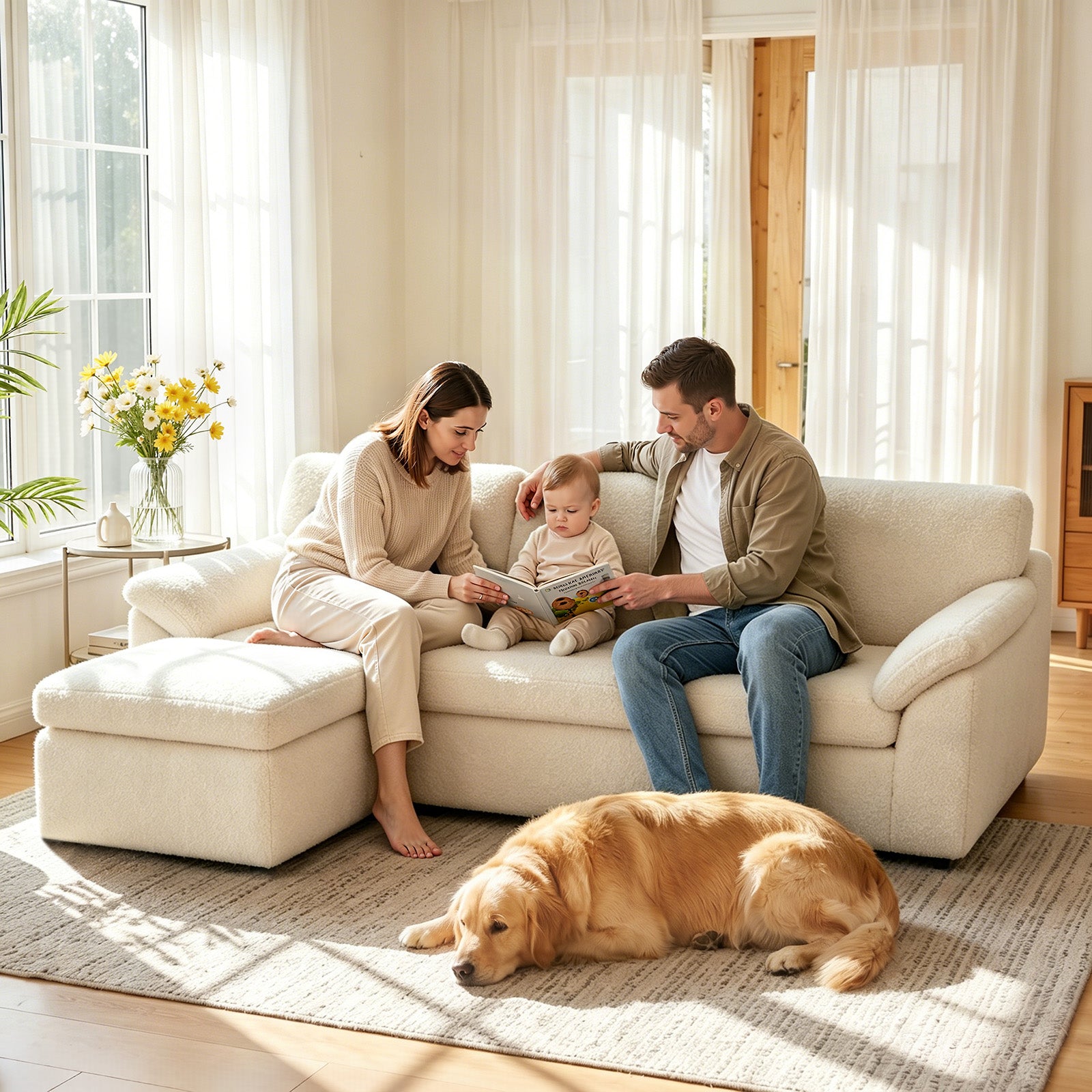 5 Seats U-shaped Sectional Sofa Boneless Couch Cloud Comfy Modular Sofa, Free Combination