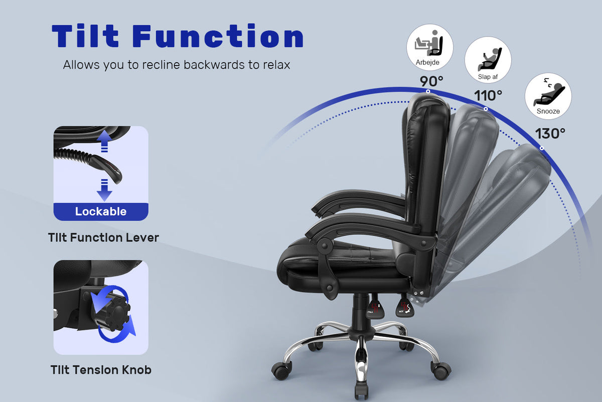 Ergonomic Executive Office Chair PU Leather High Back Computer Desk Ch RattanTree IE