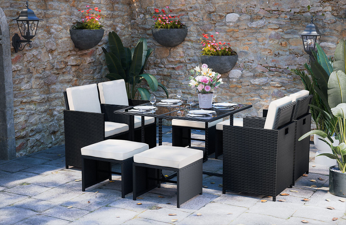 Rattan garden furniture round deals table and chairs